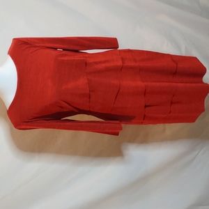 Tahari bodycon stretch burnt orange layered dress, 3/4 sleeve